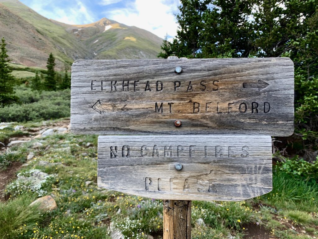 Mt. Belford trail sign
