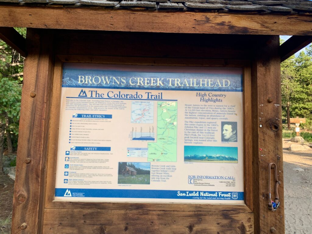 Mount Antero Tour start Browns Creek trailhead
